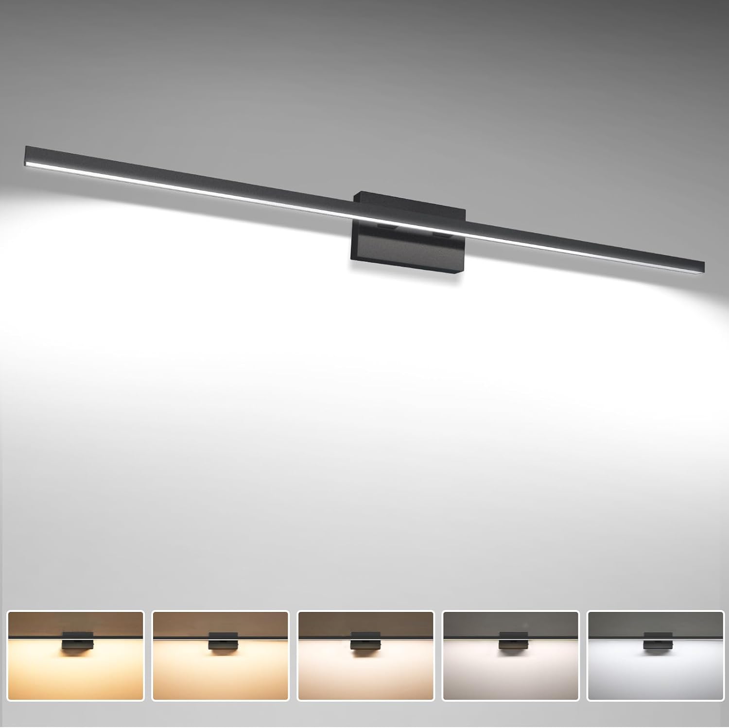 Love the size and modern look. Easy to install and has options for dimming and adjusting the lighting.