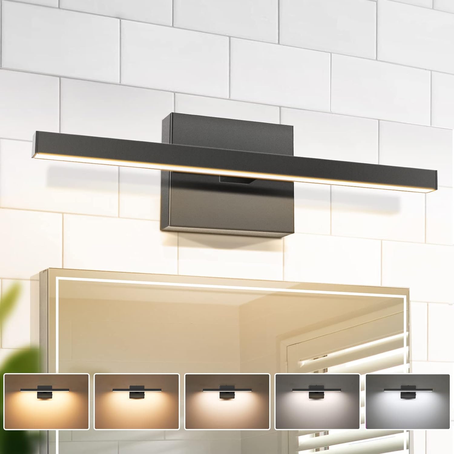 Love the size and modern look. Easy to install and has options for dimming and adjusting the lighting.