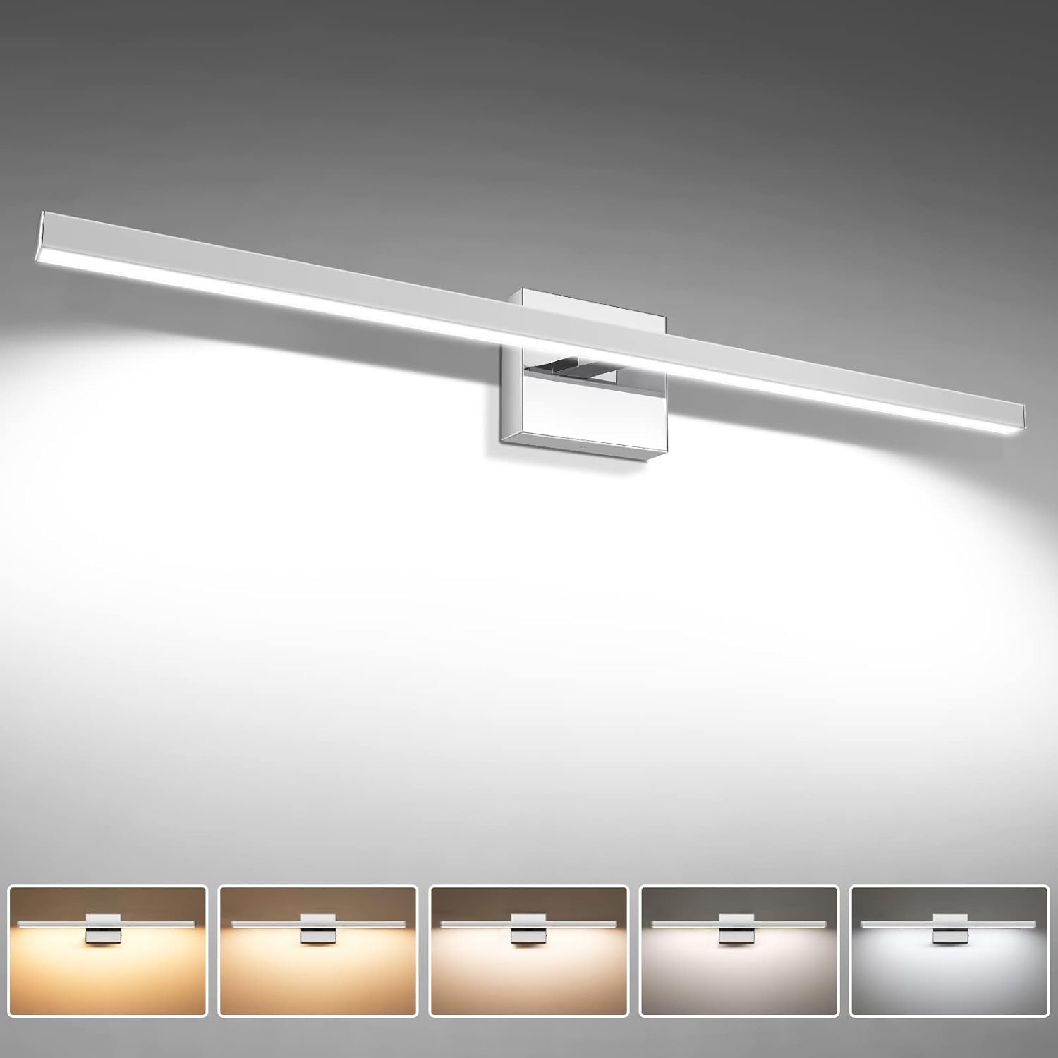 Love the size and modern look. Easy to install and has options for dimming and adjusting the lighting.