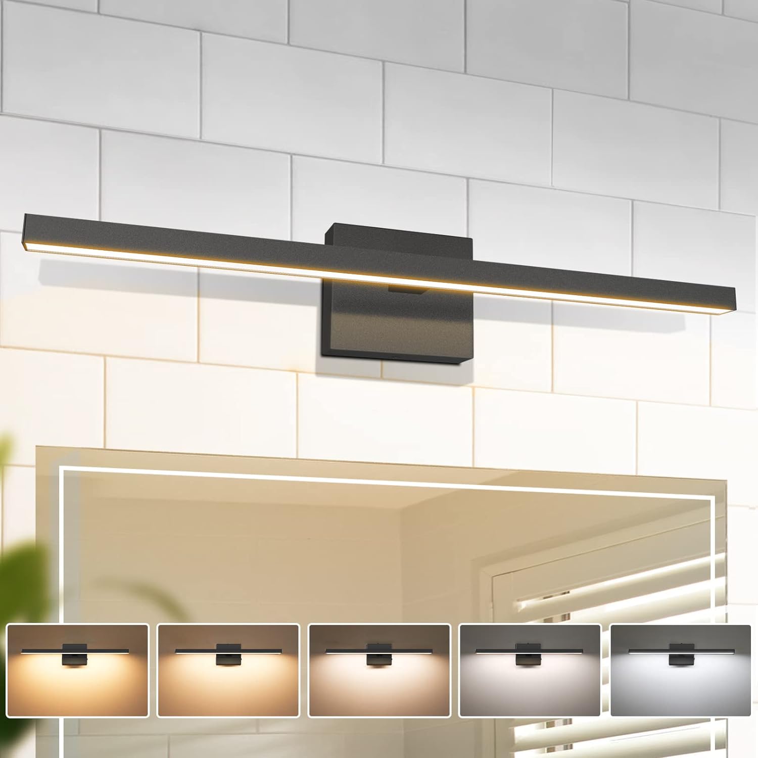 Love the size and modern look. Easy to install and has options for dimming and adjusting the lighting.