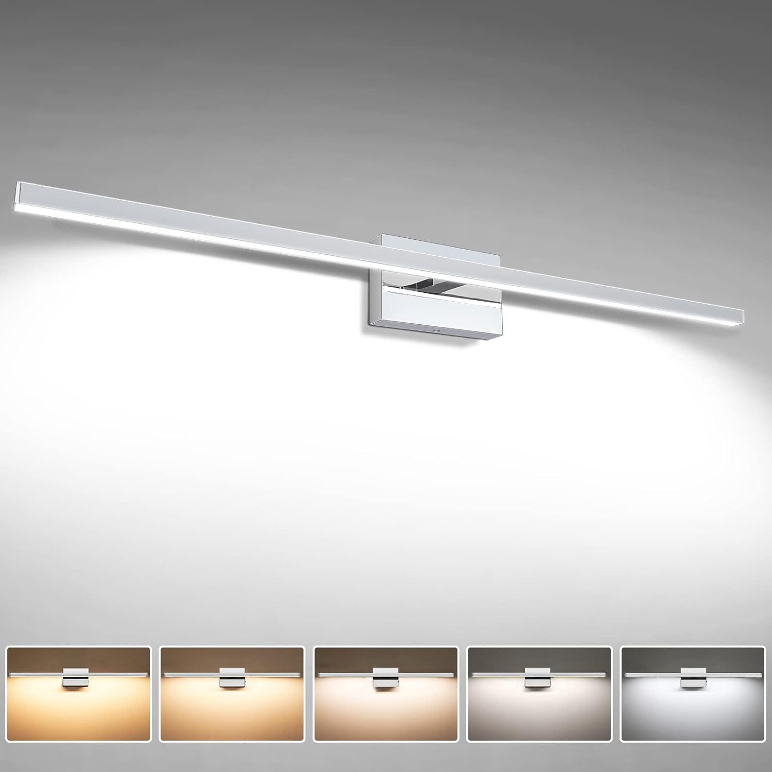 Love the size and modern look. Easy to install and has options for dimming and adjusting the lighting.