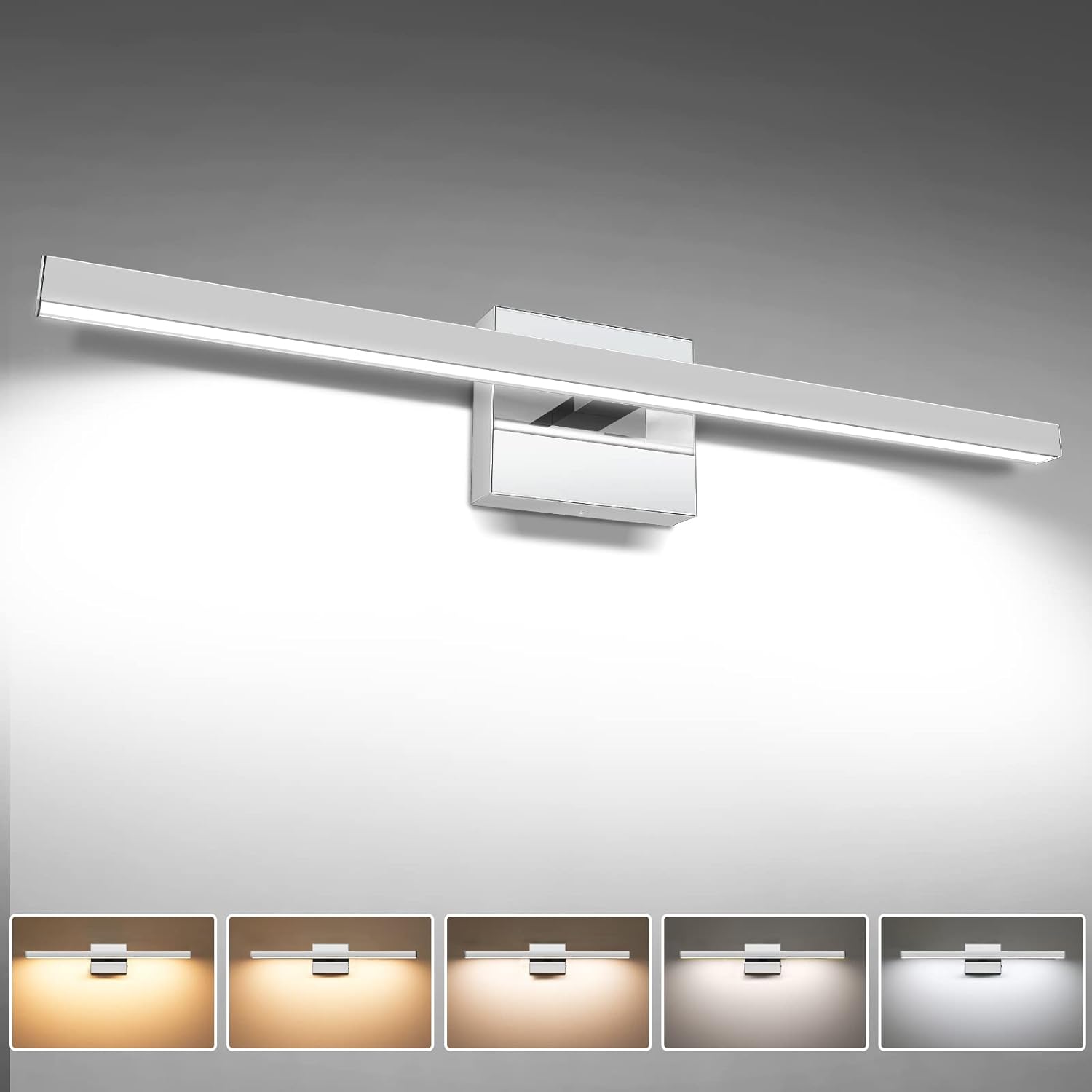 Love the size and modern look. Easy to install and has options for dimming and adjusting the lighting.