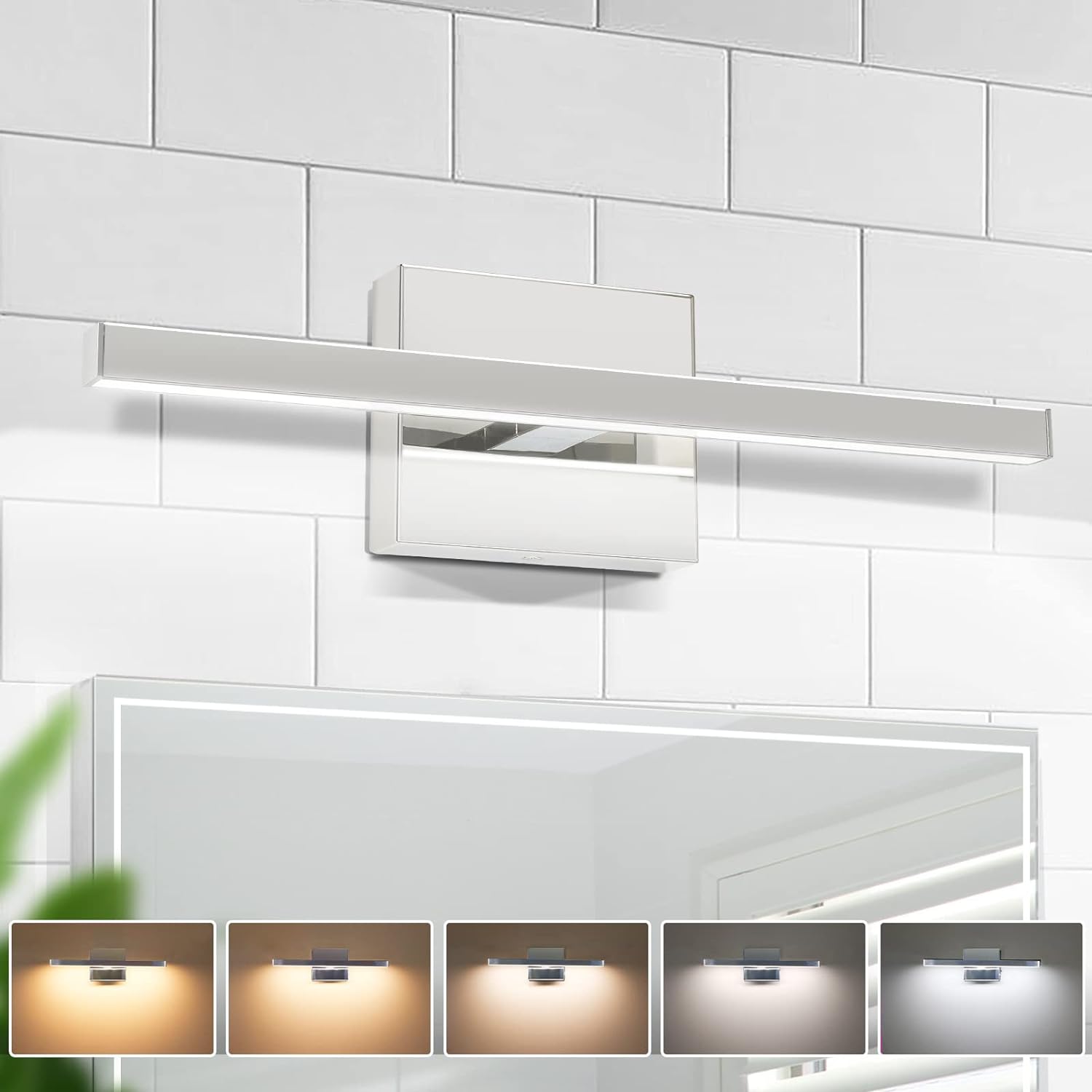 Love the size and modern look. Easy to install and has options for dimming and adjusting the lighting.