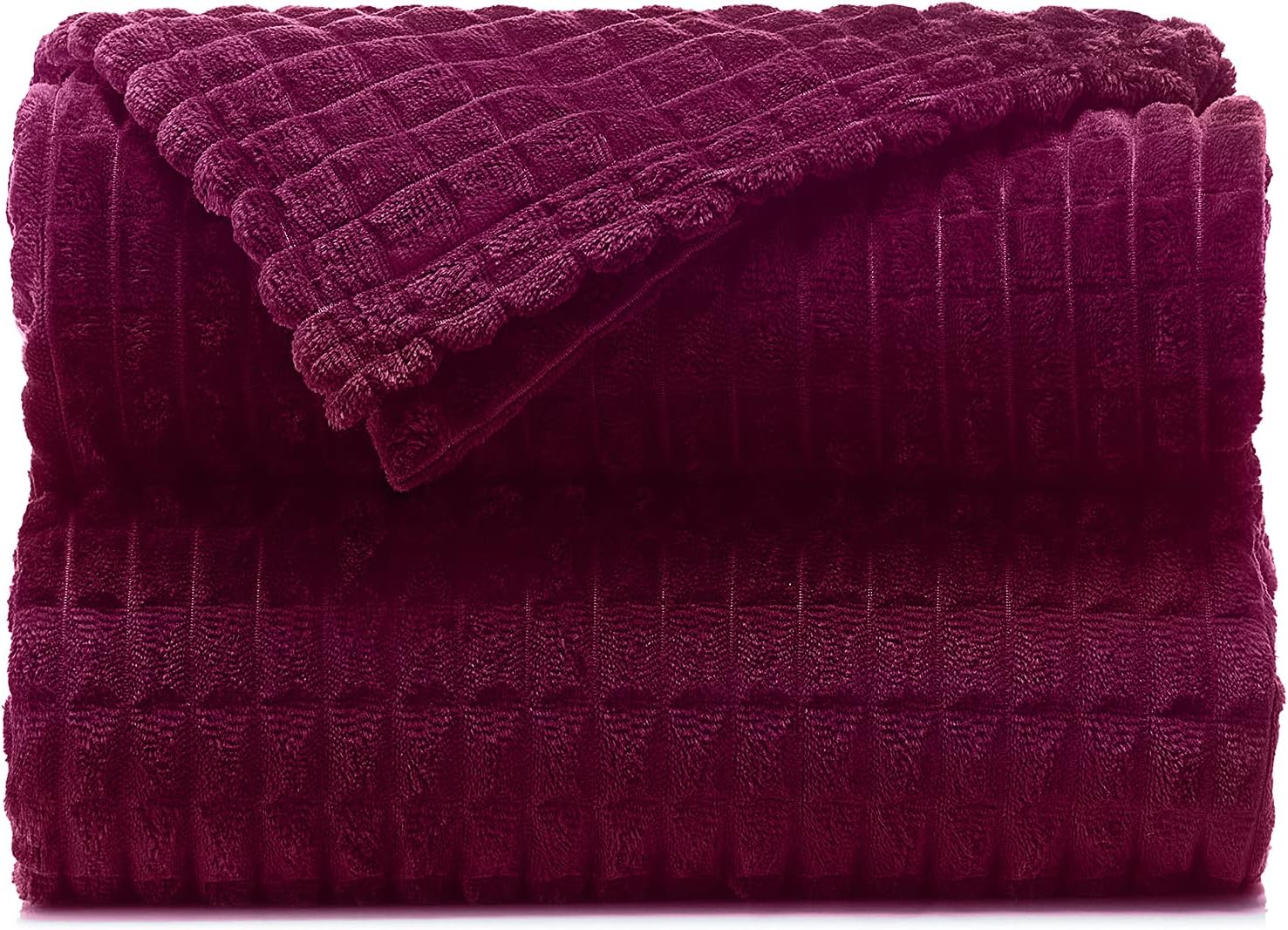 Throw Blankets  60x80, Twin Size, Magenta Purple - Waffle Blanket - Lightweight Flannel Fleece - Soft, Cozy - Perfect for Bed, Sofa, Couch