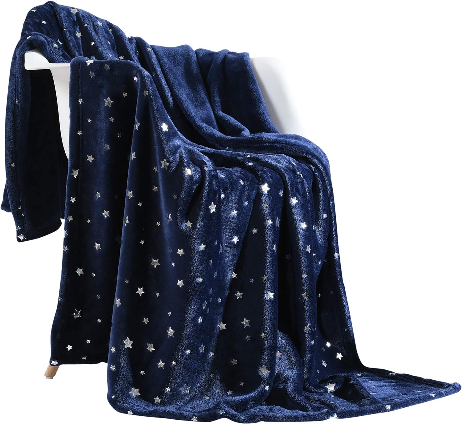 NANPIPER Throw Blanket, Ultra Soft Thick Microplush Bed Blanket, All Season Premium Fluffy Microfiber Fleece Throw for Sofa Couch (Twin Size 65x80, Navy Blue)