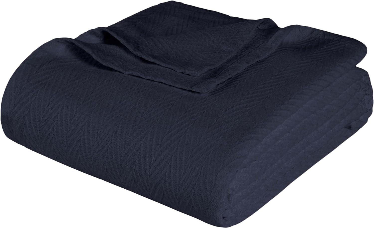 SUPERIOR 100% Cotton Blanket Oversized Throw, Woven Blanket for Couch, Bed, Bedding, Farmhouse, Home Essentials, Cute and Cozy Bohemian Blankets, Herringbone Weave, Twin, Navy Blue