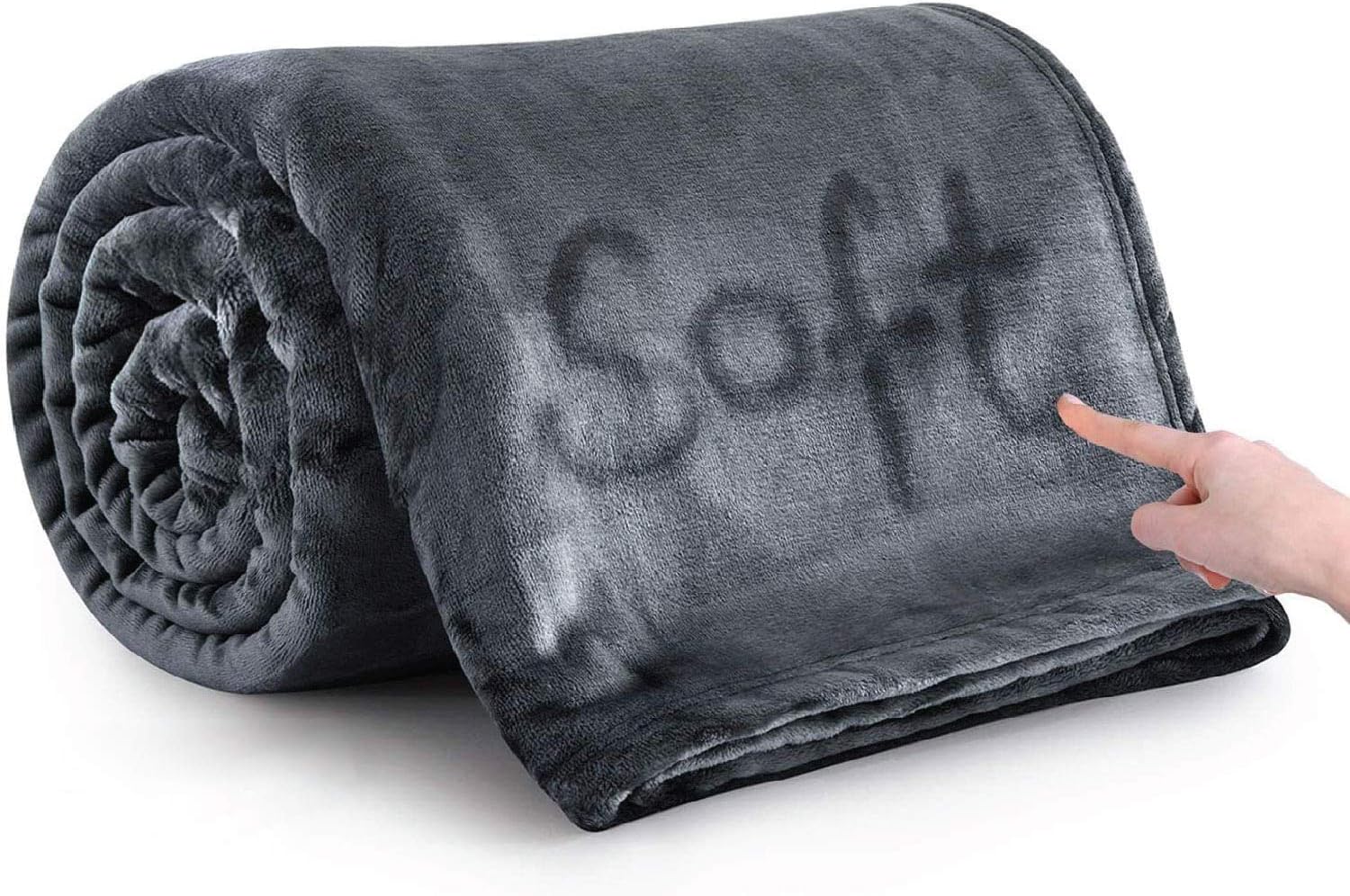 MOONLIGHT20015 Fleece Blanket Twin Size - Super Soft Cool Fuzzy Dark Grey Throw Blanket for Couch and Sofa - Lightweight Luxury 400 GSM Microfiber Fluffy Bed Blankets and Throws, 60 x 80 Inches (Twin)