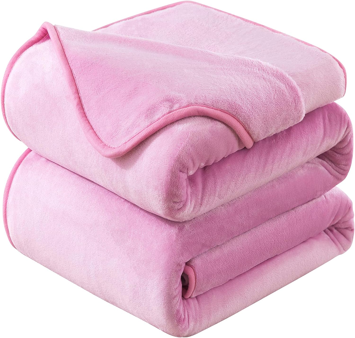 Flannel Fleece Twin Size Summer Blanket All Season 350GSM Lightweight Throw for The Bed Extra Soft Brush Fabric Winter Warm Sofa Blanket 66 x 90(Pink Twin)