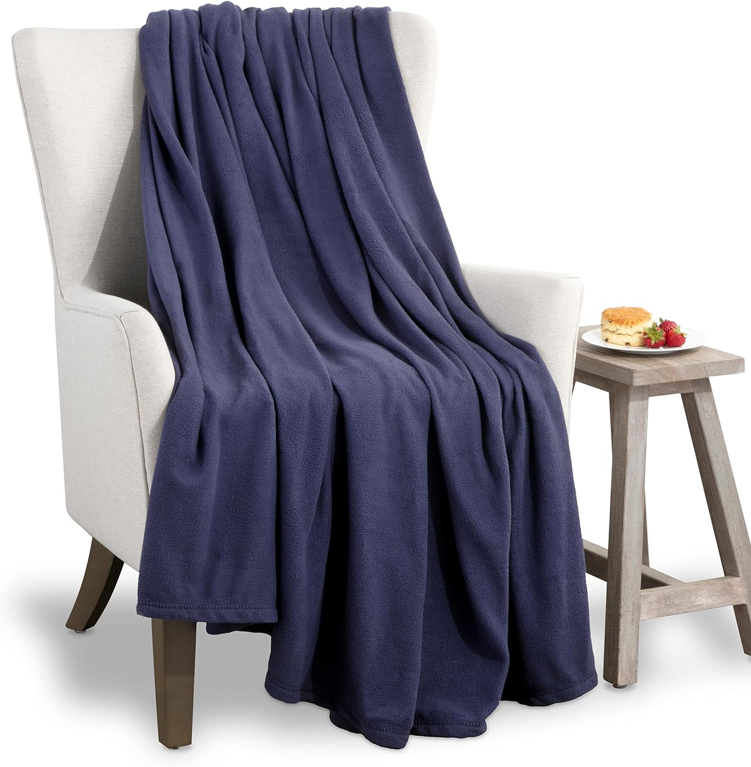 Martex Fleece Blanket Twin Size - Fleece Bed Blanket - All Season Warm Lightweight Super Soft Anti Static Throw Blanket - Navy Blanket - Hotel Quality- Blanket For Couch (66x90 Inches, Navy)