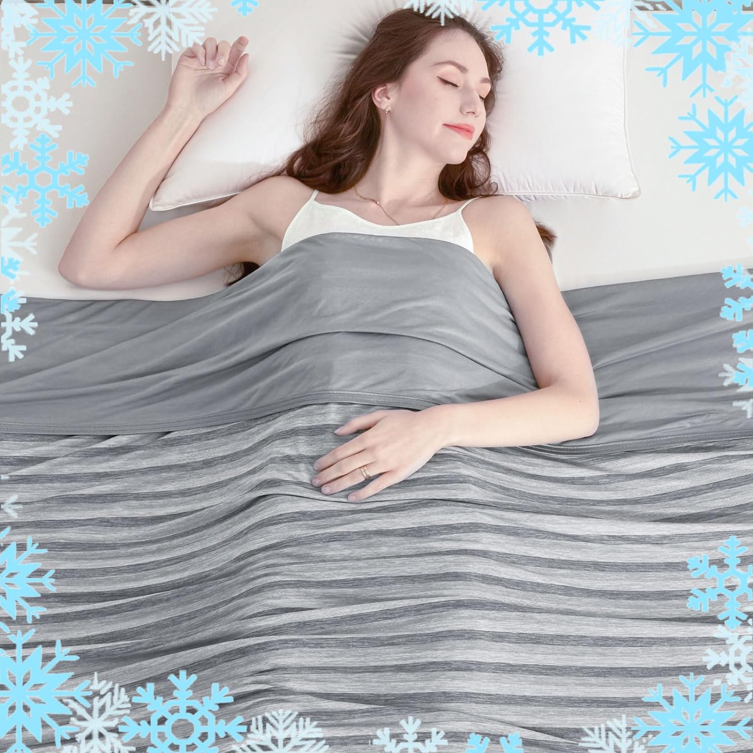 Ailemei Direct Cooling Throw Blanket for Hot Sleepers,Double Sided Cold Effect, Lightweight Breathable Summer Blanket for Couch, Transfer Heat to Keep Body Cool Night Sweats,50x70