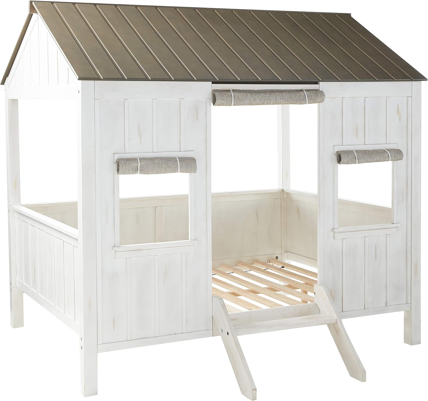 Acme Spring Cottage WWooden Frame Full Bed in Weathered White