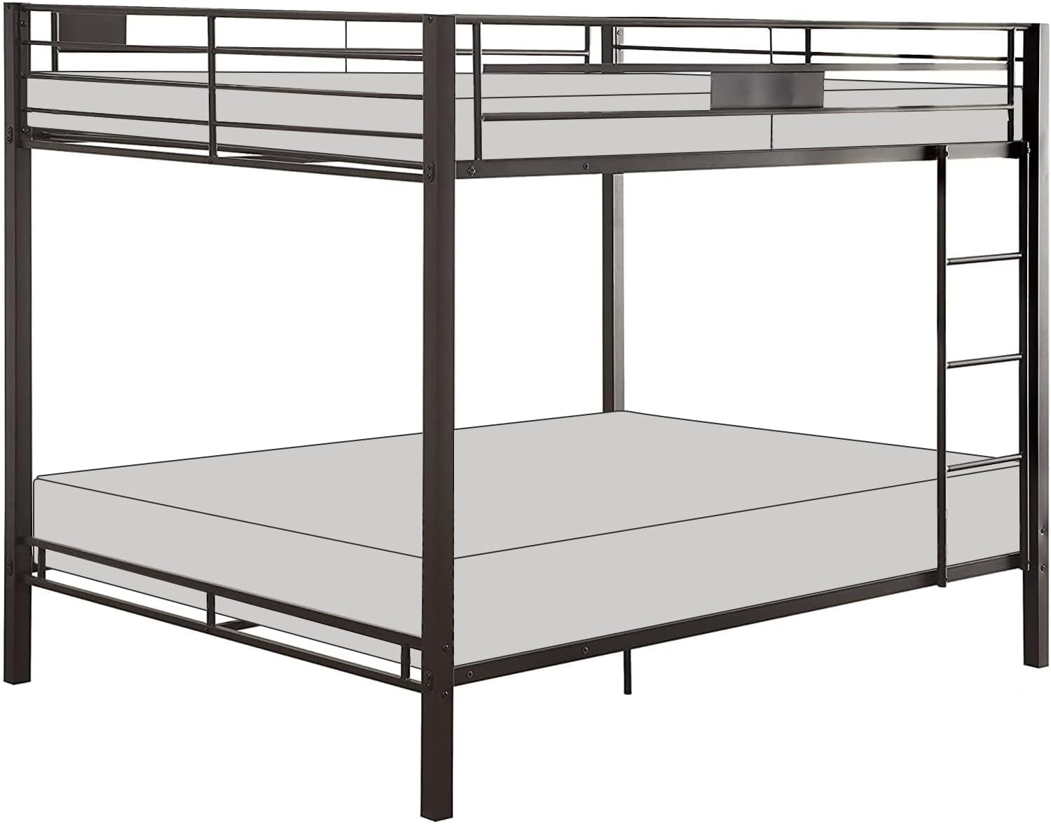 Acme Kaleb Metal Frame Queen Over Queen Bunk Bed with Ladder in Sandy Black