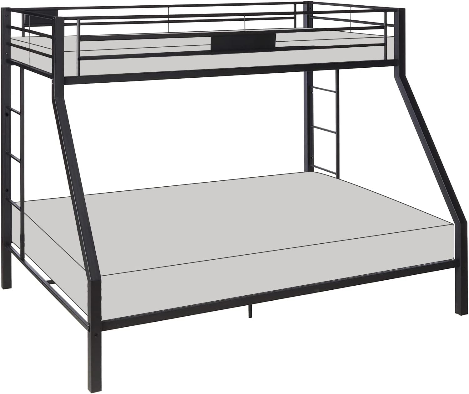 Acme Limbra Frame Twin Over Queen Metal Bunk Bed with Ladder in Sandy Black