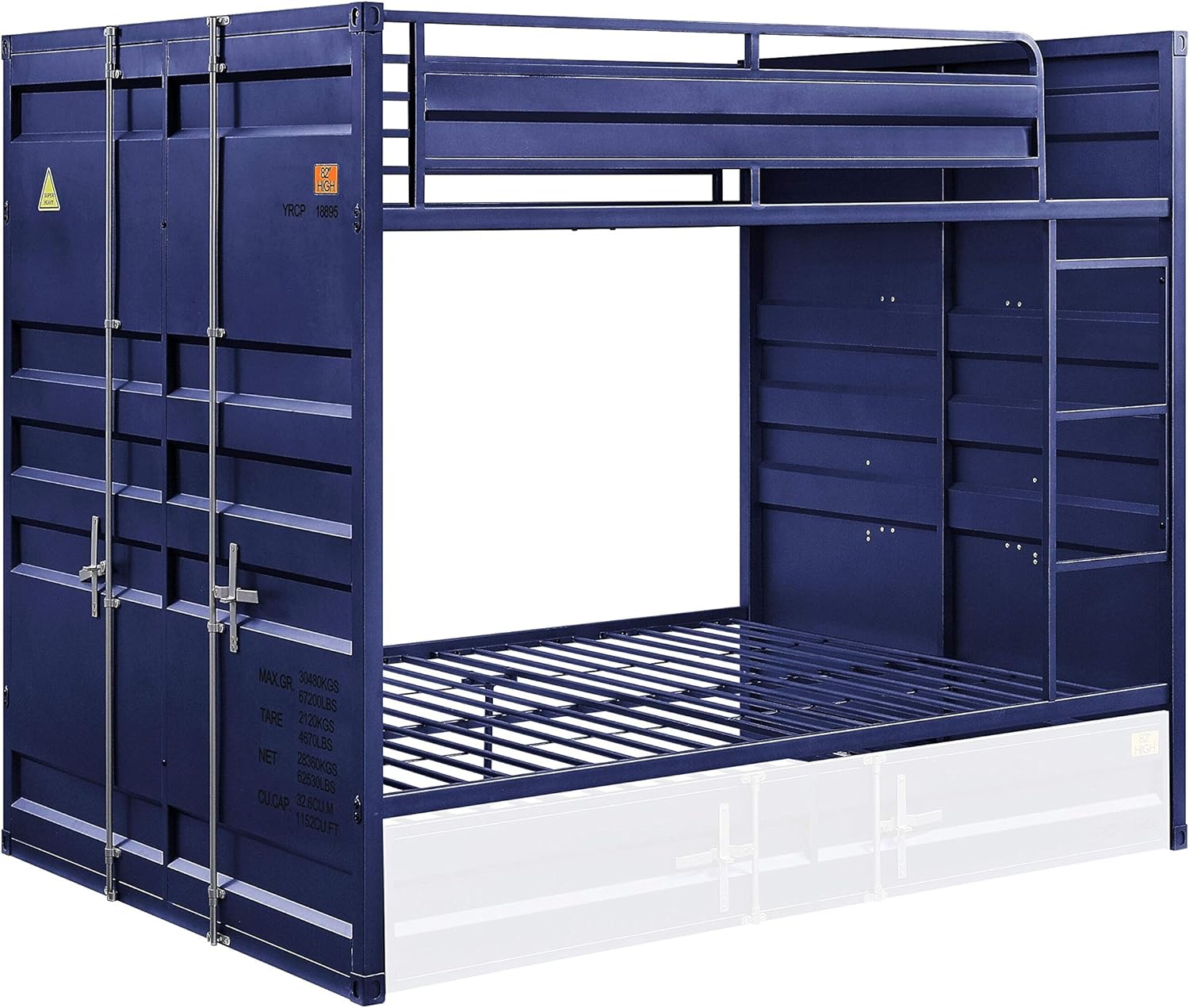 Acme Cargo Full Over Full Bunk Bed with Built-in Ladder in Blue Metal