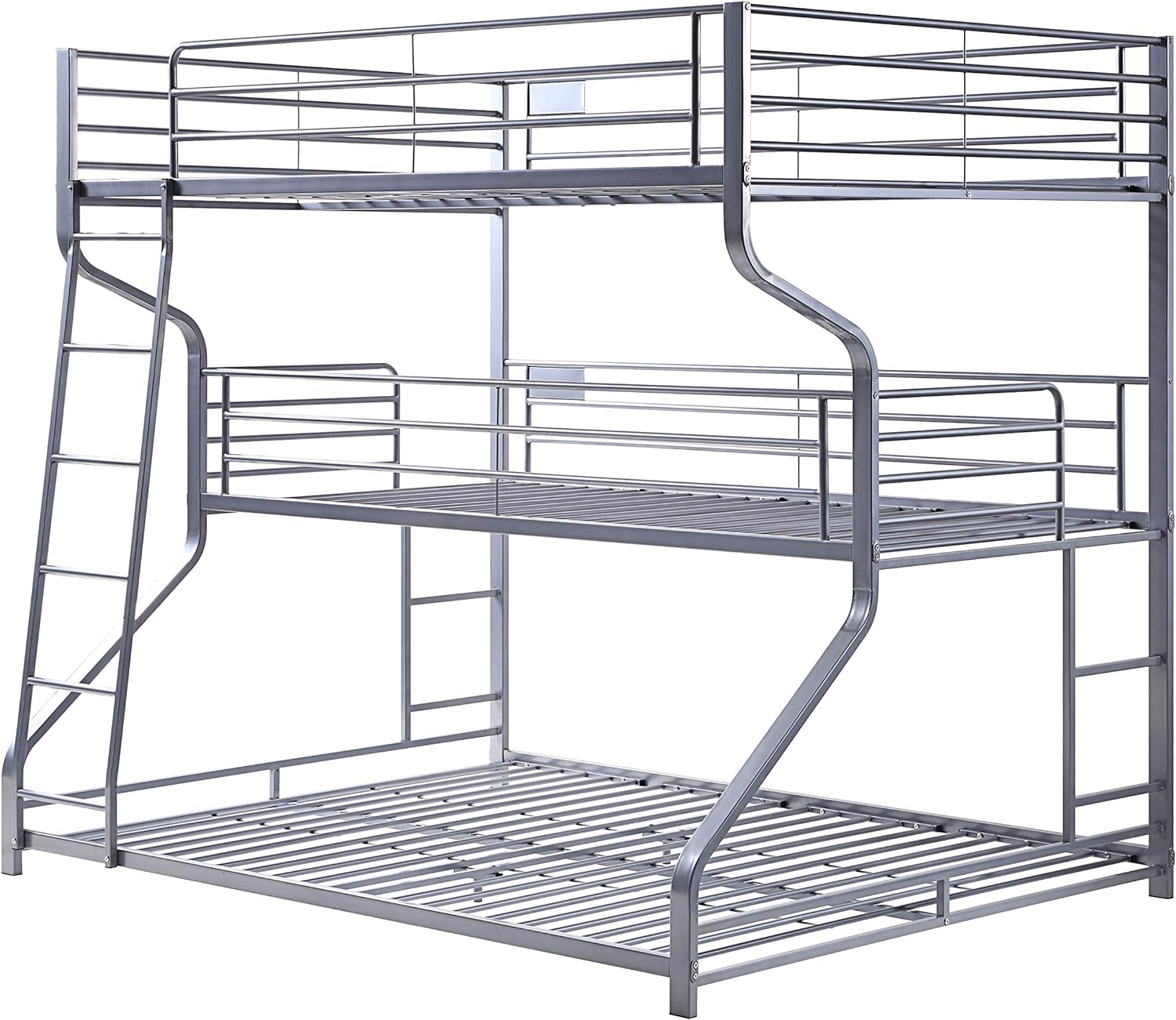 Acme Caius II Metal Frame Triple Bunk Bed in Silver