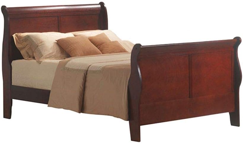 ACME Furniture Louis Philippe III Traditional Wood Sleigh Twin Bed in Cherry