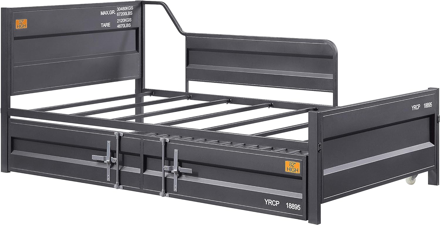 Acme Cargo Metal Frame Twin Daybed and Trundle in Gunmetal