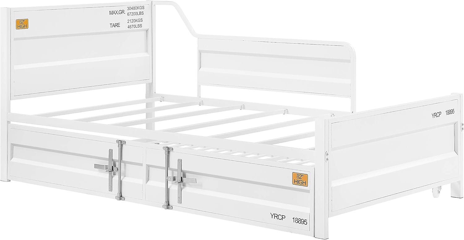 Acme Cargo Metal Twin Daybed and Trundle in White