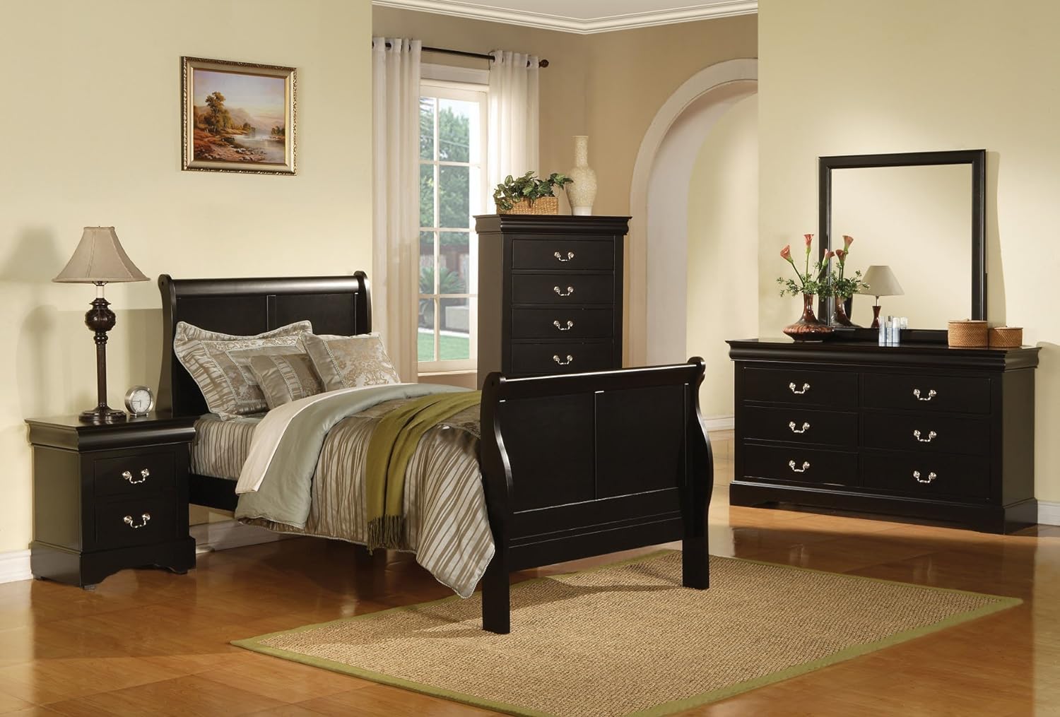 ACME 19508F-SP Louis Philippe III Bed, Full, Black Finish