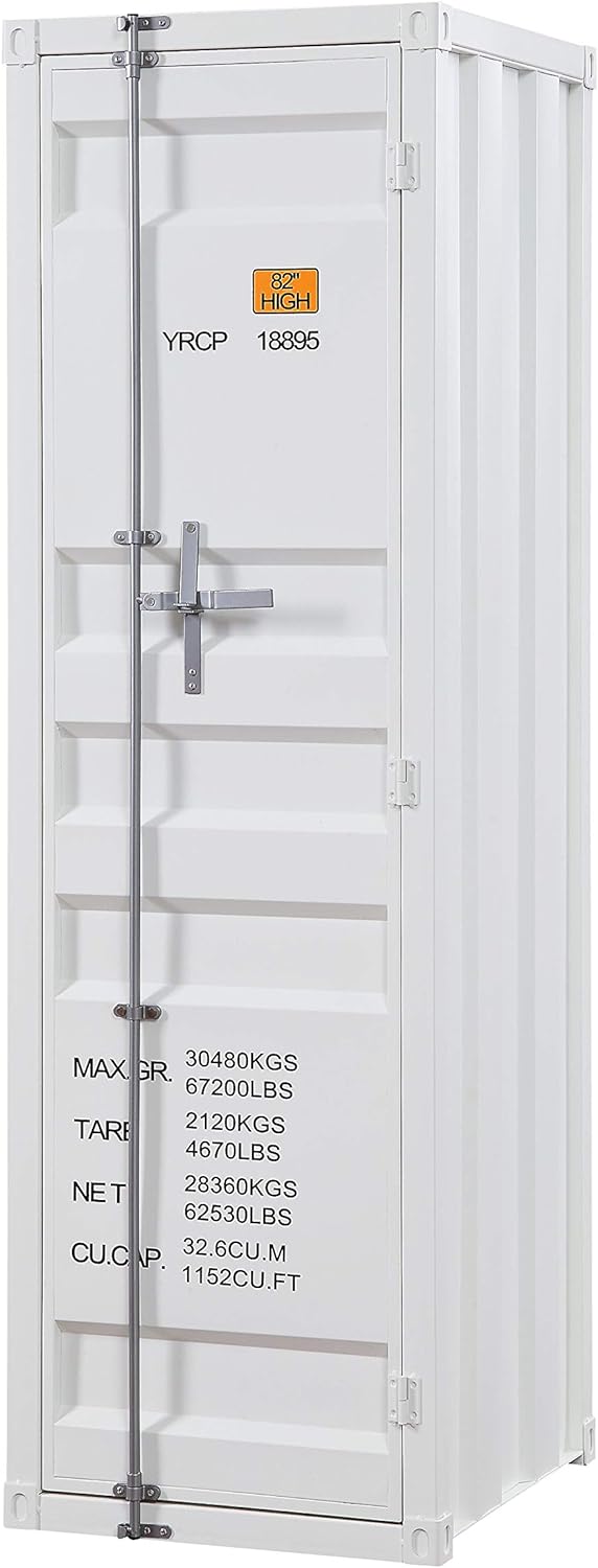 Acme Cargo Wardrobe Metal Armoire with 1 Door in White