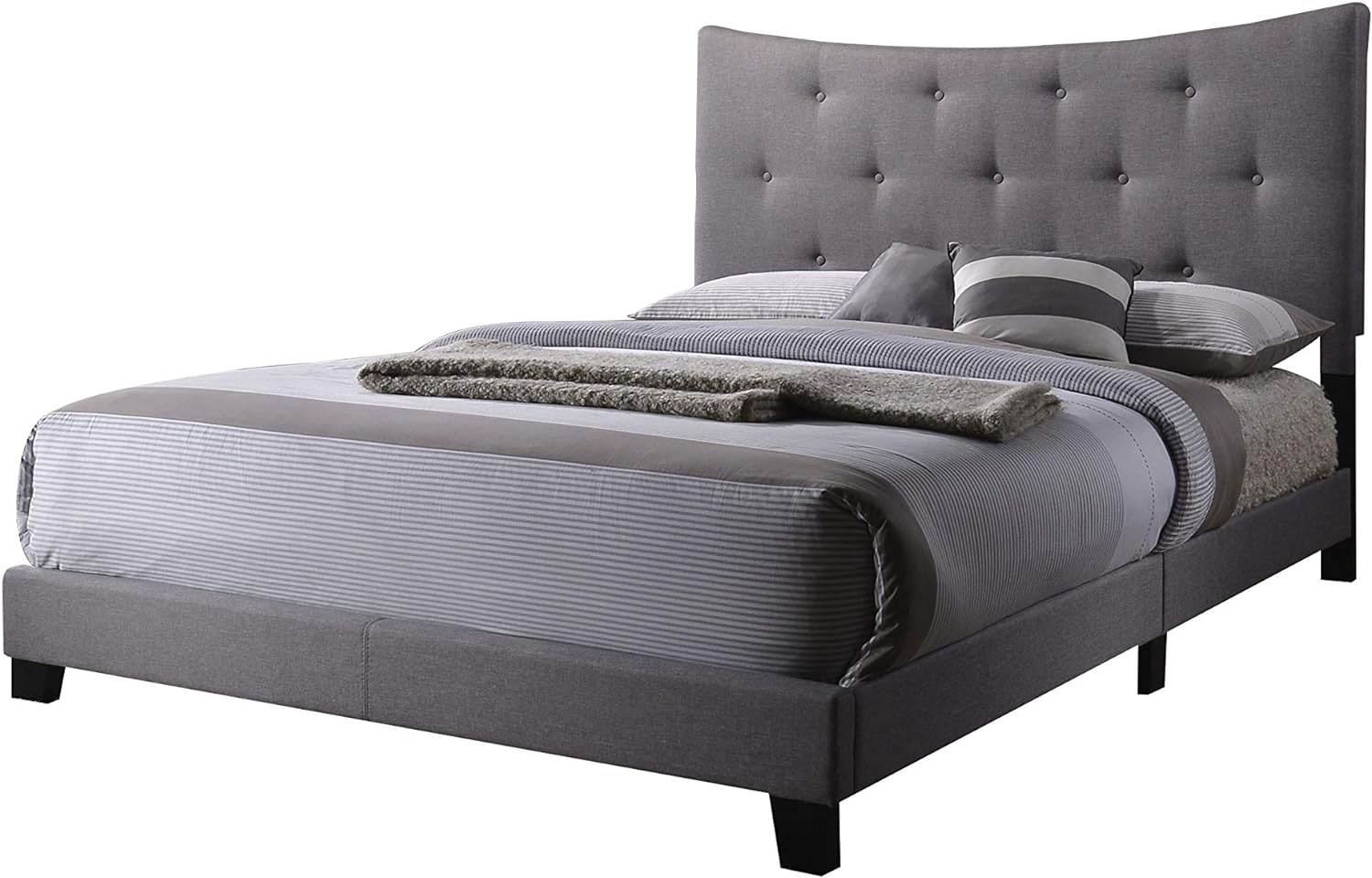 Acme Venacha Tufted Upholstered Queen Panel Bed in Gray Fabric