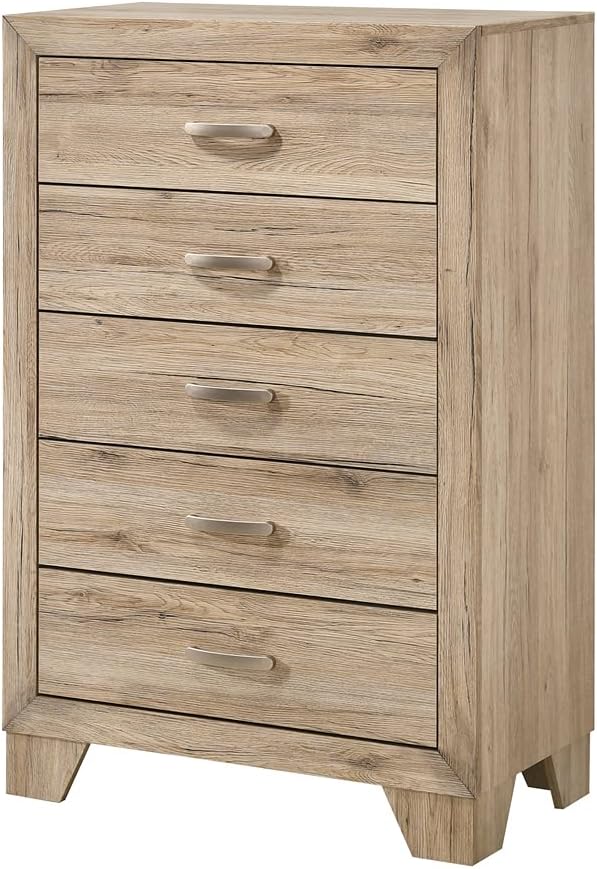 Acme Miquell 5-Drawer Wooden Chest in Natural