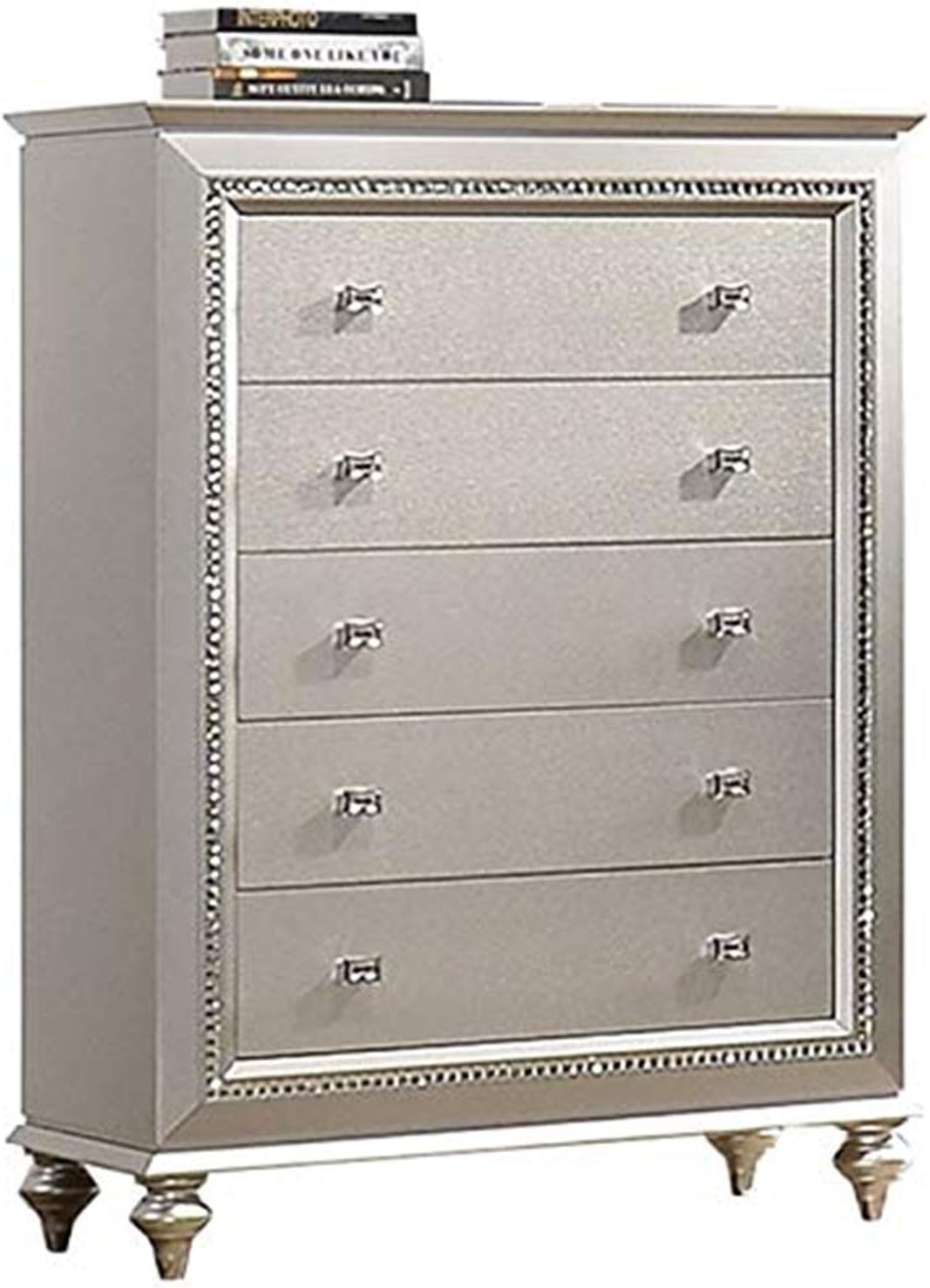 Acme Kaitlyn 5-Drawer Wooden Chest in Champagne White