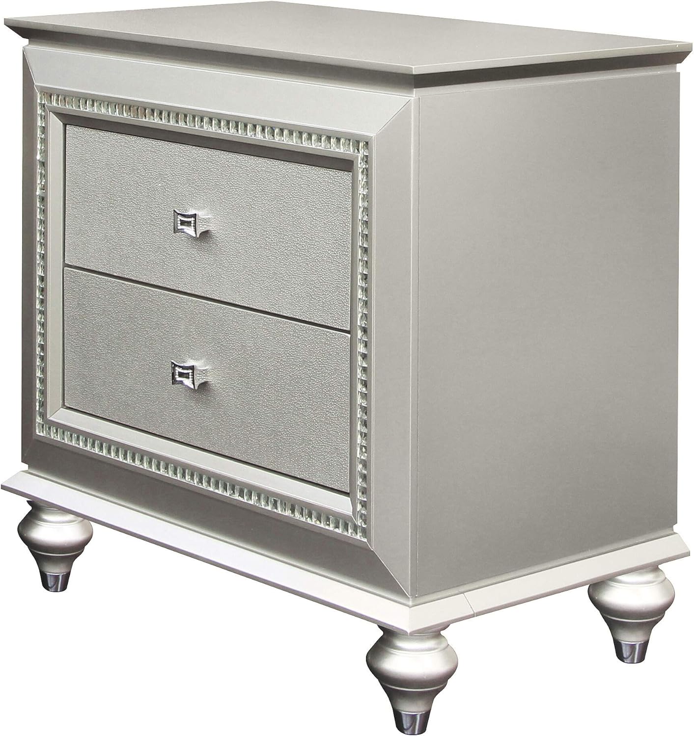 Acme Kaitlyn 2-Drawer Wooden Nightstand in Champagne White