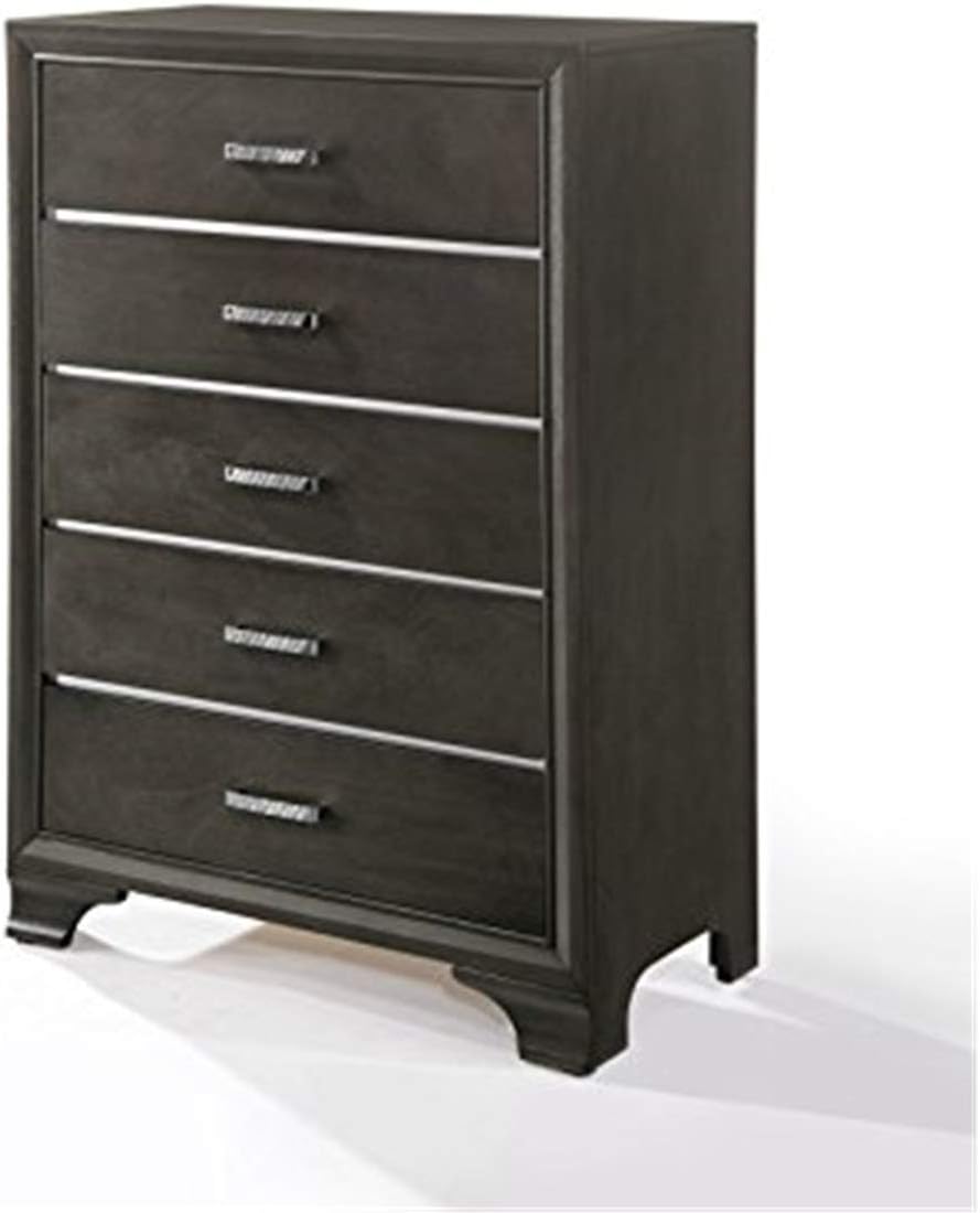 Acme Carine 5 Drawer Wooden Chest in Gray