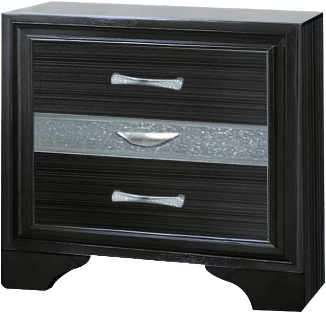 Acme Naima Square 3 Drawers Nightstand in Black