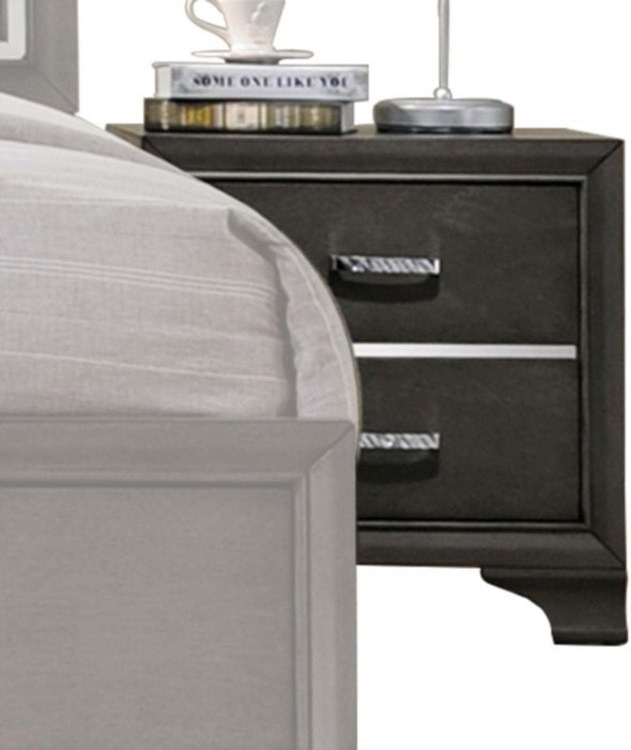 Acme Carine 2 Drawer Nightstand in Gray