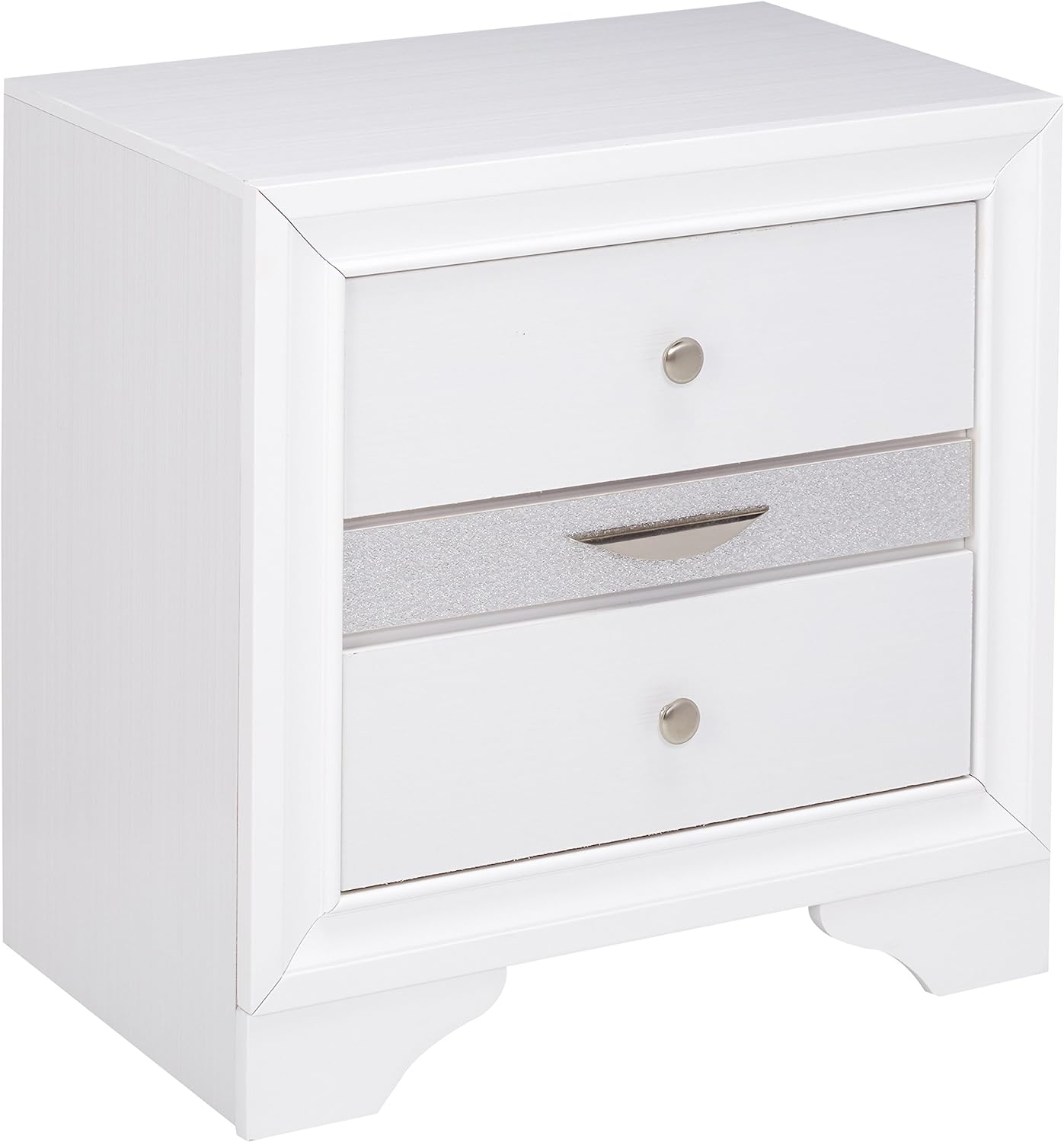 Acme Naima Square Wood 3-Drawers Bedroom Nightstand in White