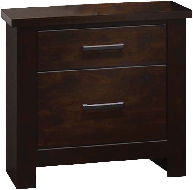 Acme Panang Square 2 Drawers Nightstand in Mahogany