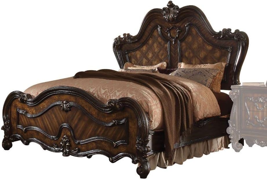 Acme Versailles Arched Headboard Wood Queen Panel Bed in Cherry Oak