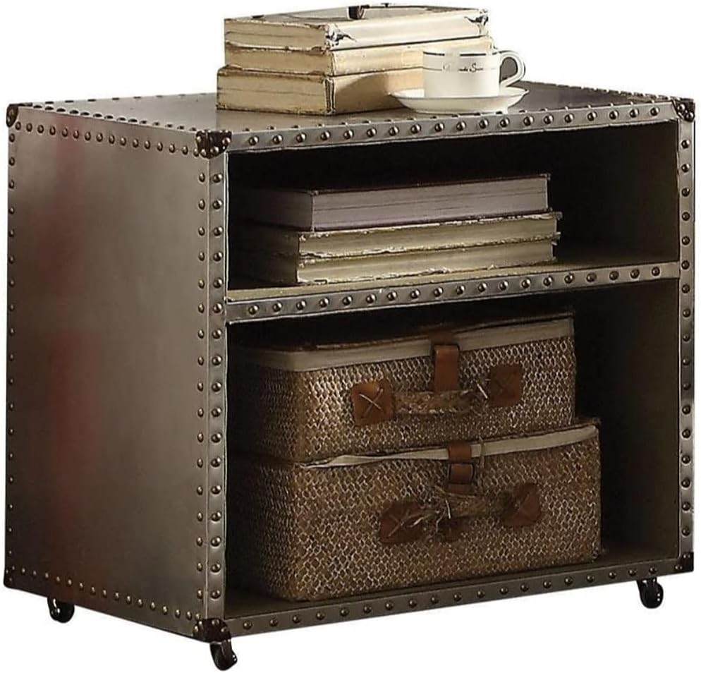 Acme Brancaster Nightstand with Nailhead Trim in Gray