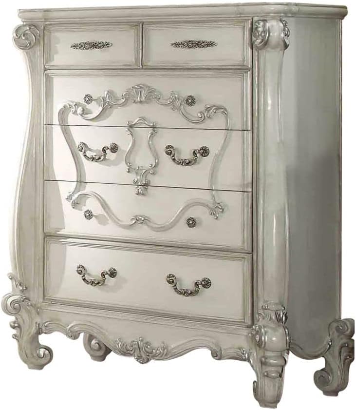 Acme Versailles 5 Drawer Chest in Bone and White