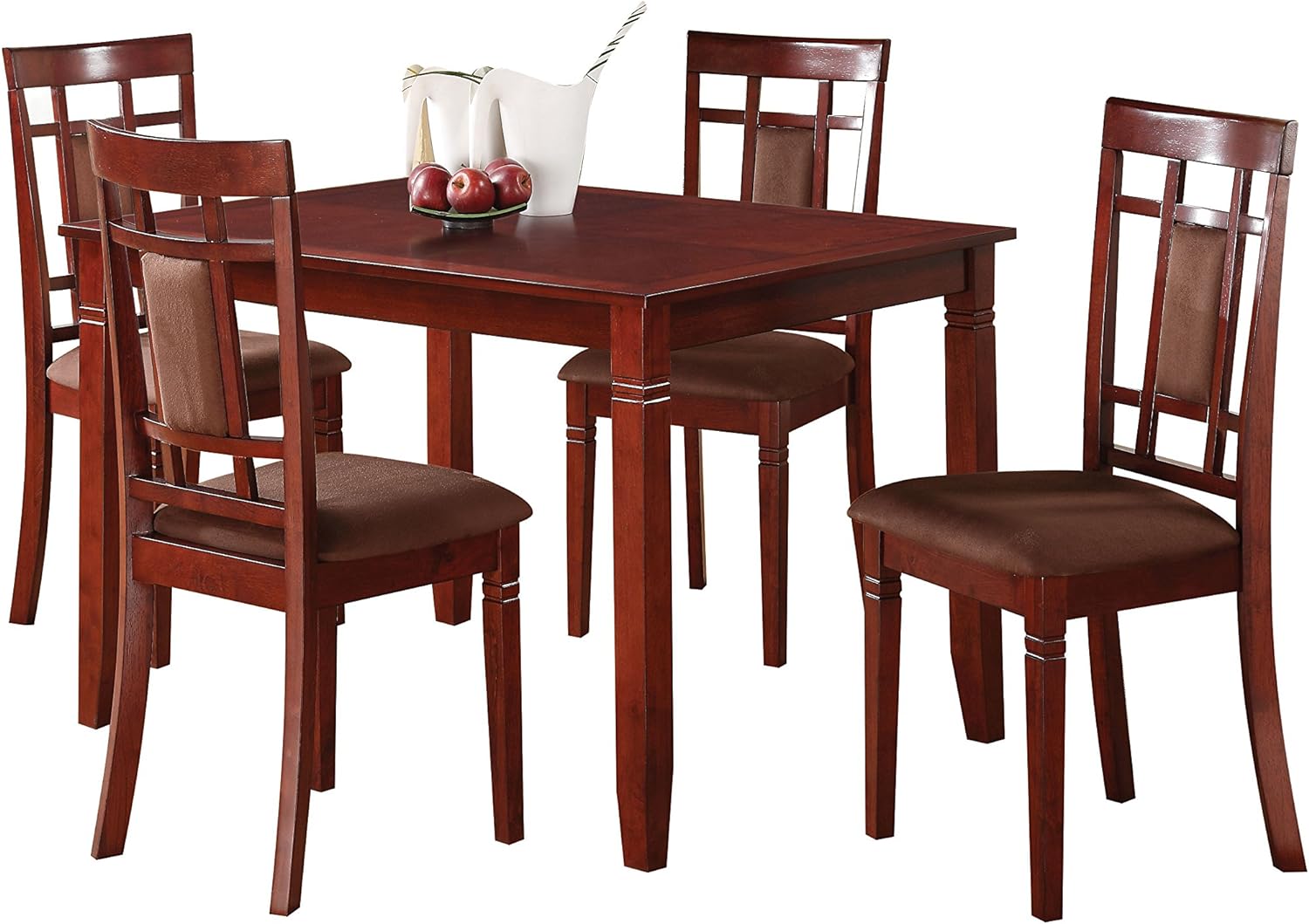 Acme Sonata 5Pc Pk Dining Set in Cherry & Chocolate Microfiber