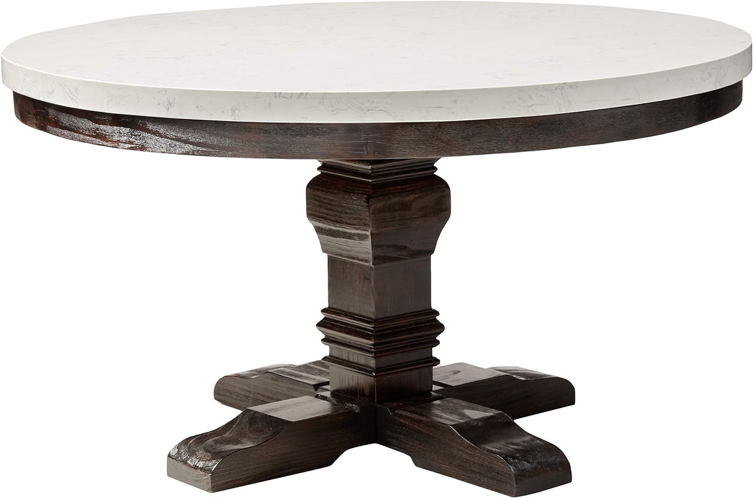 Acme Nolan Dining Table in White Marble and Salvage Dark Oak