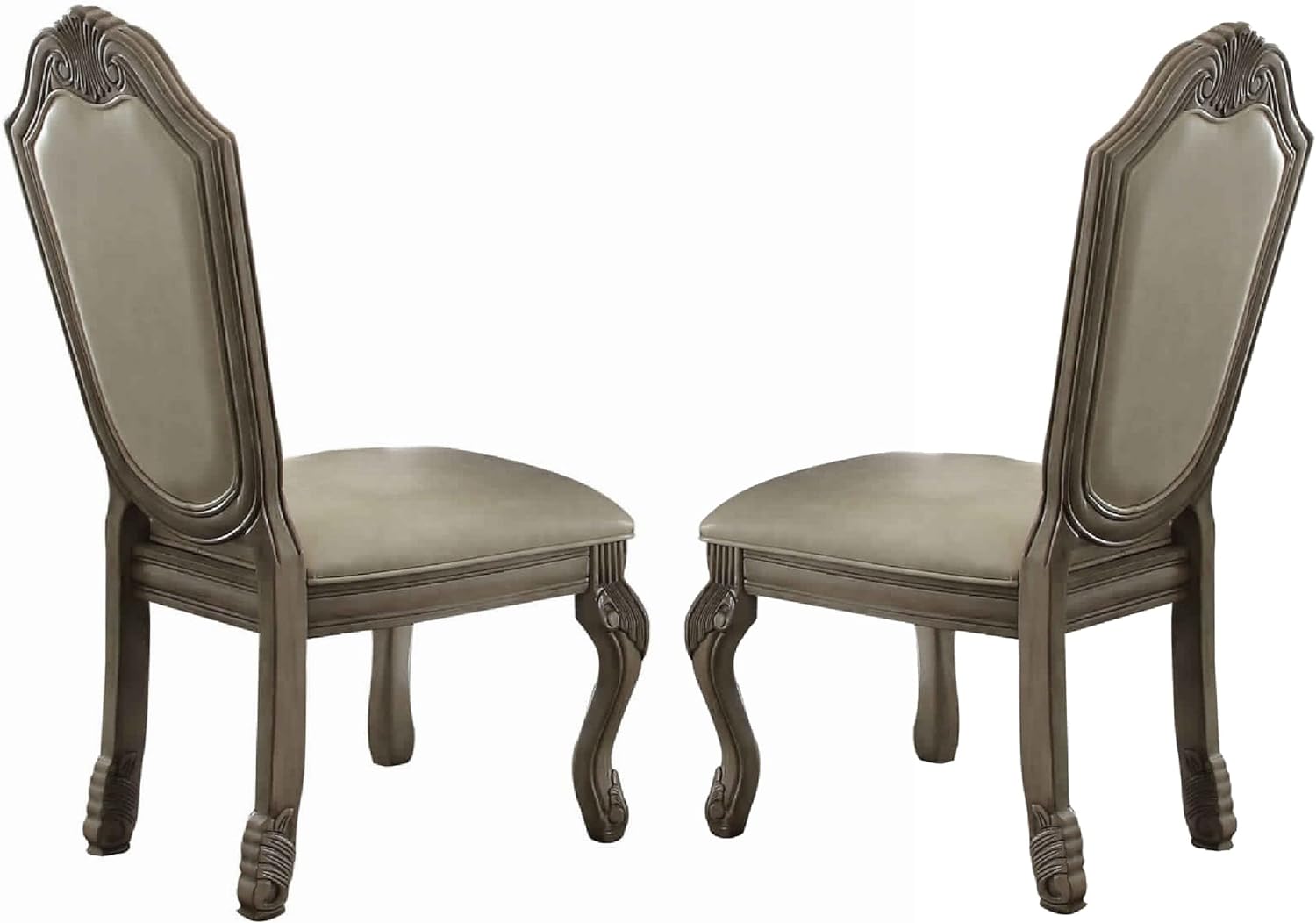 ACME Chateau de Ville Side Chair (Set-2) - - PU & Antique White