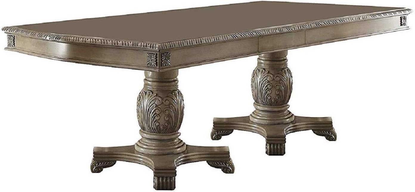 ACME Furniture Chateau de Ville Doulbe Pedestal Dining Table, Antique White