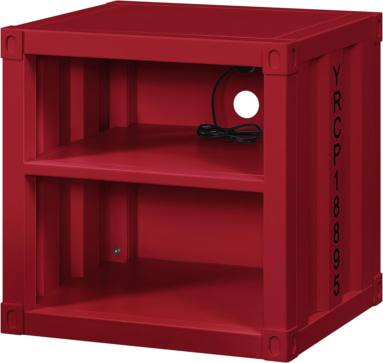 Acme Cargo Metal Frame Nightstand with 2 Compartments in Red