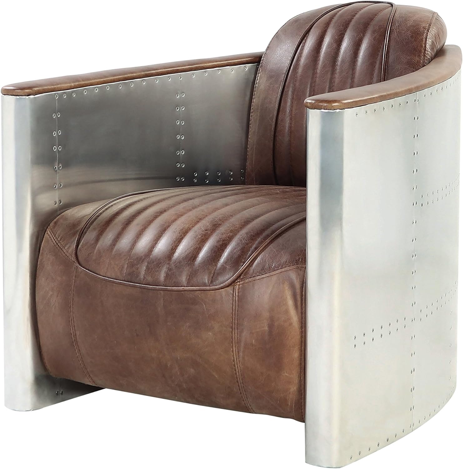 ACME Furniture AC- Sofa, Retro Brown TG Leather & Aluminum