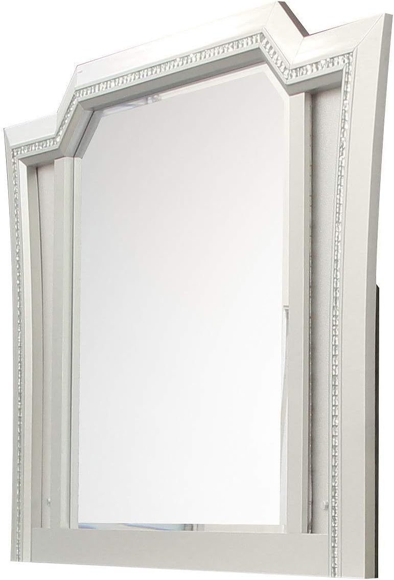 Acme Kaitlyn Wooden Frame Mirror with LED in White and Champagne