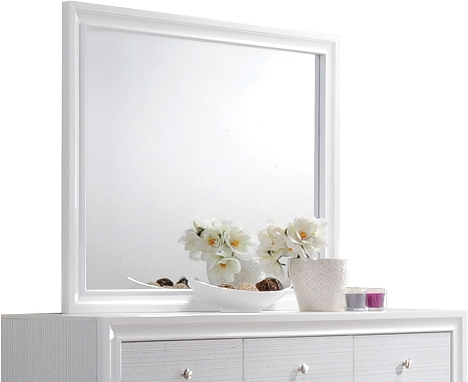 Acme Naima Wood Frame Bedroom Mirror in White