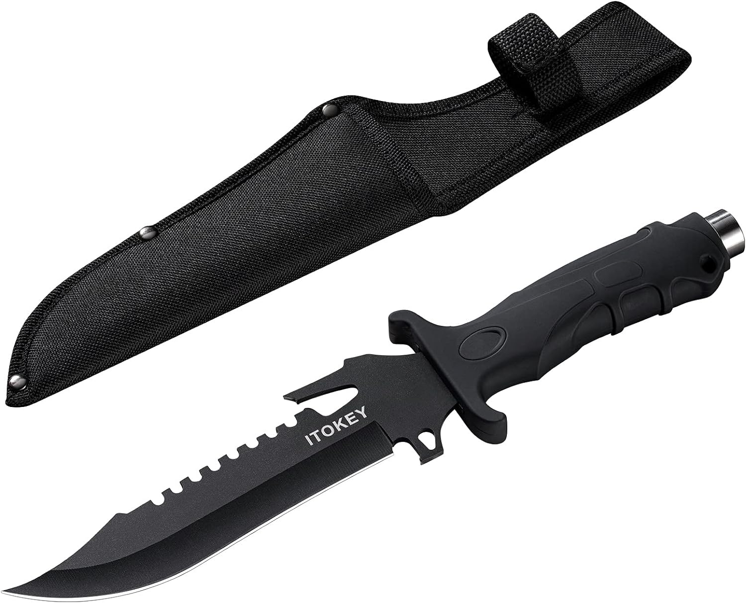 Tactical Fixed Blade Knives, 12 Hunting Knife with Sheath, Glass Window Breaker, ABS Handle, Razor Sharp Blade, Belt Knife Gifts for Men Outdoor Camping Fishing