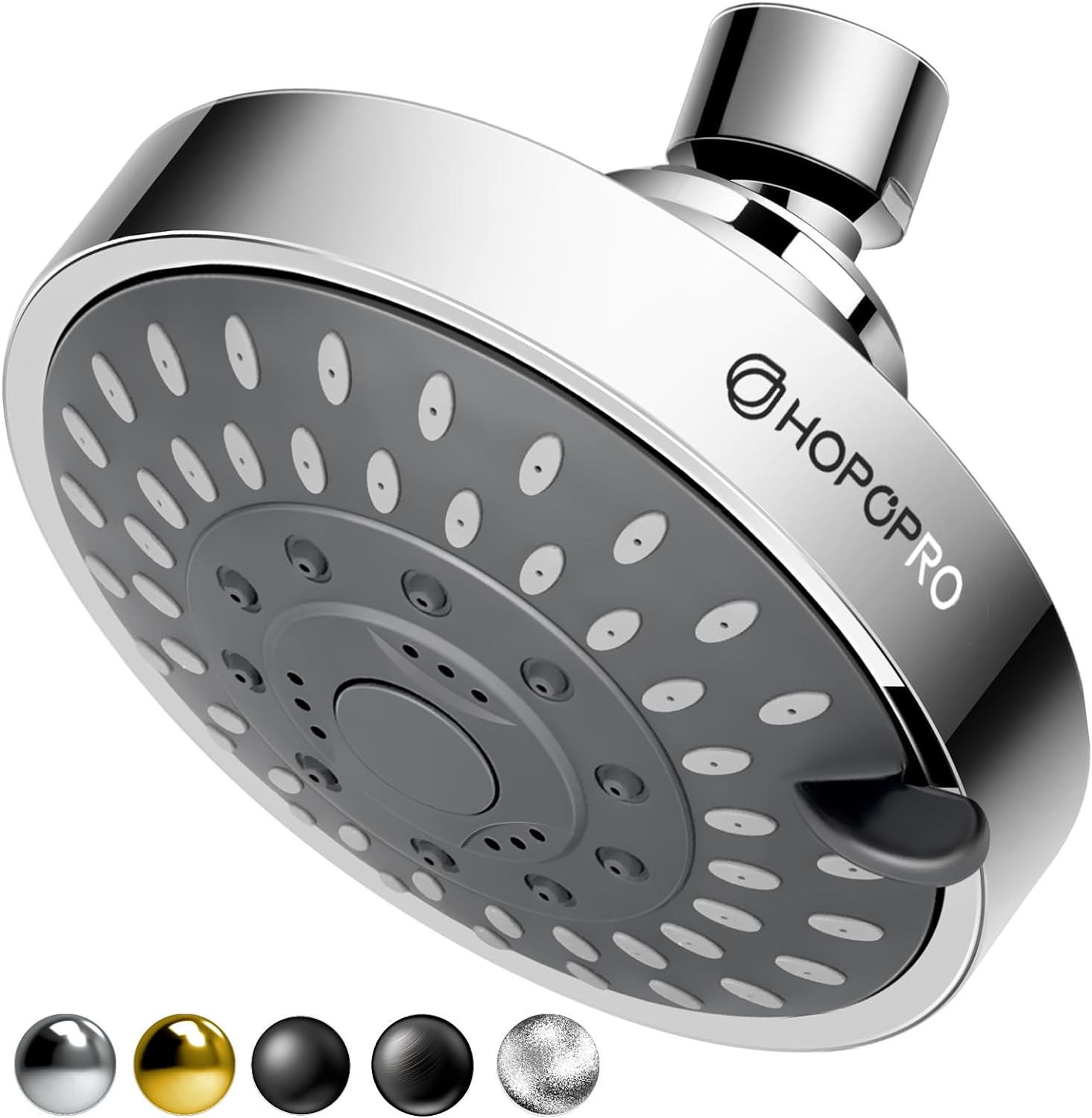 HOPOPRO NBC News Recommended 5 Modes High Pressure Shower Head 4.1 Inch High Flow Fixed Showerheads Bathroom Showerhead for Luxury Shower Experience Even at Low Water Pressure