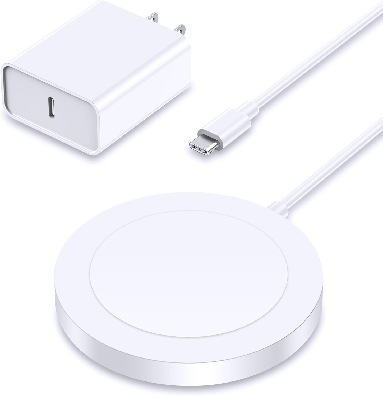 Magnetic Wireless Charger: Mag-Safe iPhone Charging Pad Compatible with iPhone 15 Pro Max Plus 14 Pro Max Plus 13 Pro Max 12 Pro Max - Mag Charger Pad for AirPods Pro 3 2 with 20W Type-C PD Adapter