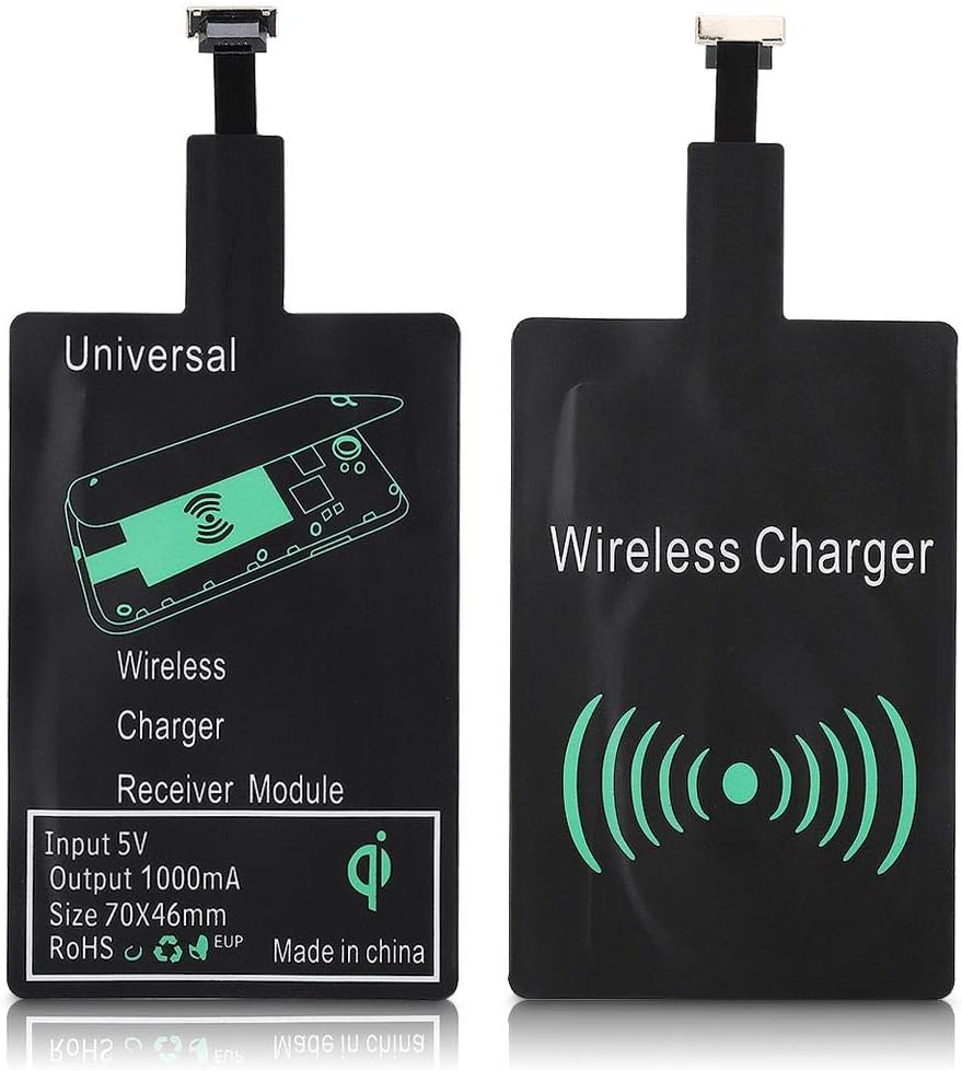 Universal Ultra Slim Wireless Charger Charging Receiver Module,Qi Receiver Widely Suitable for iPhone//Samsung/Oppo/VIVO and Other Qi-Enabled Phones(Micro USB)