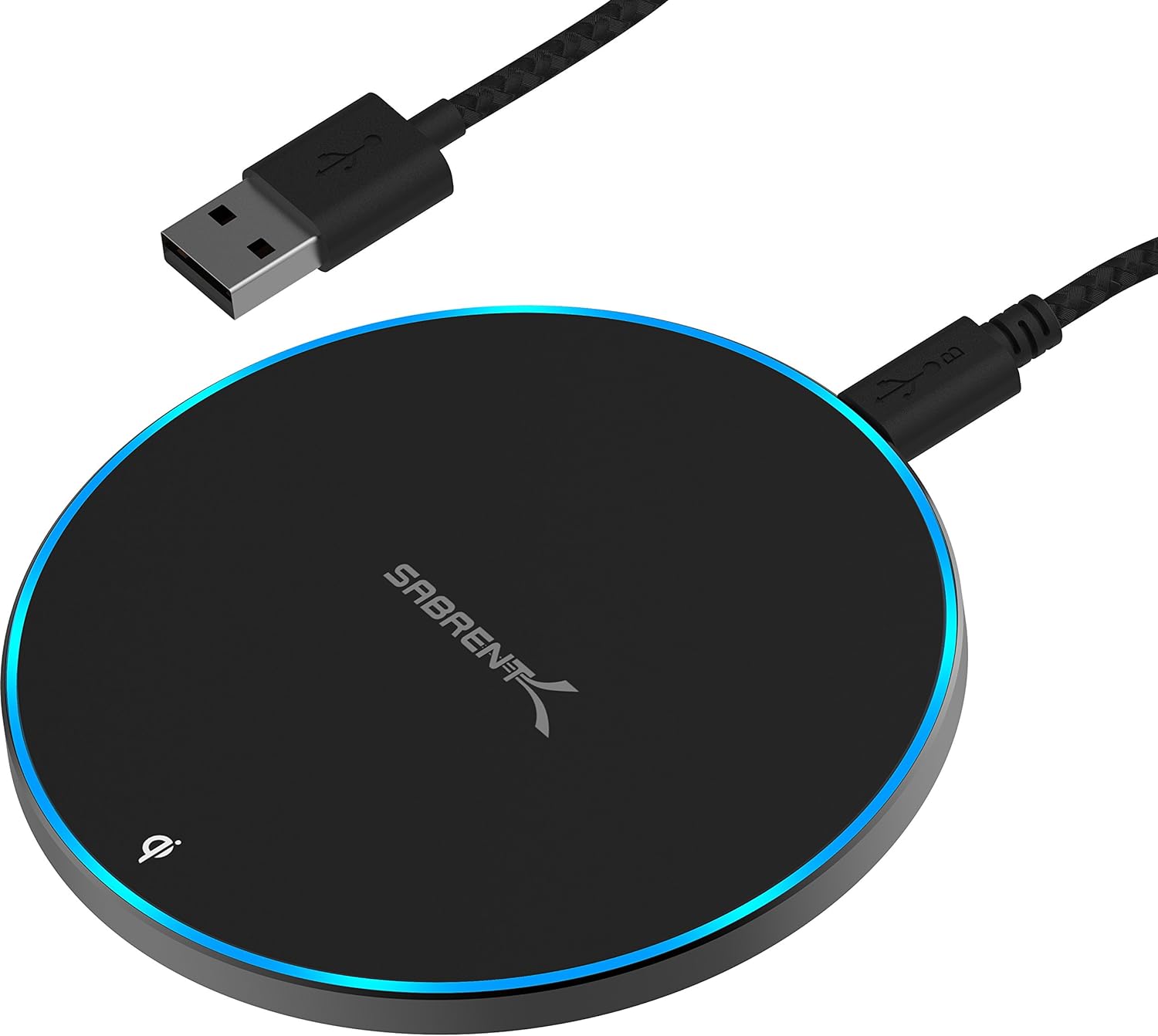 SABRENT 10W qi Wireless Fast Charger Charging Pad, Universally Compatible with All qi Enabled Phones [AC Adapter Not Included] Black (WL-QIFC)
