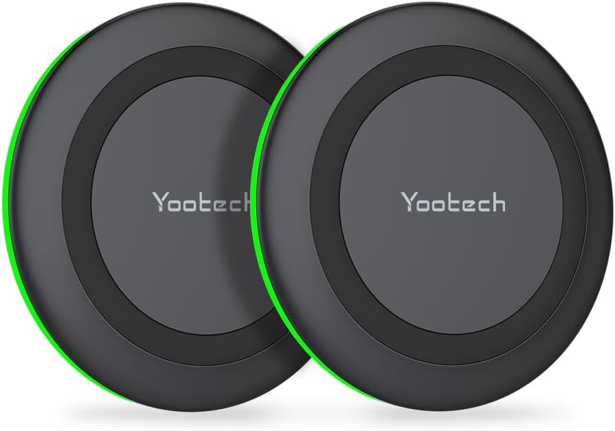 Yootech [2 Pack] Wireless Charger,10W Max Fast Wireless Charging Pad Compatible with iPhone 15/15 Plus/15 Pro Max/14/13/SE 2022/12/11/X/8,Samsung Galaxy S23/S22,for AirPods Pro 2(No AC Adapter)